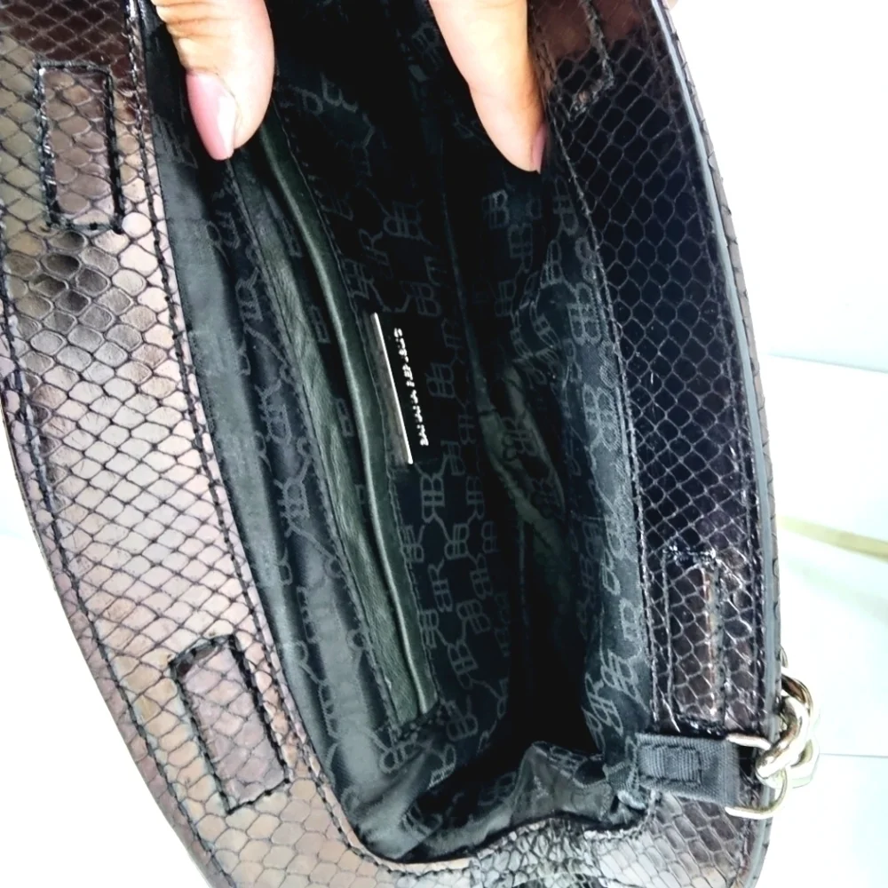 Banana republic Black/Bronze Litmus Color Leather Baguette Shoulder Bag